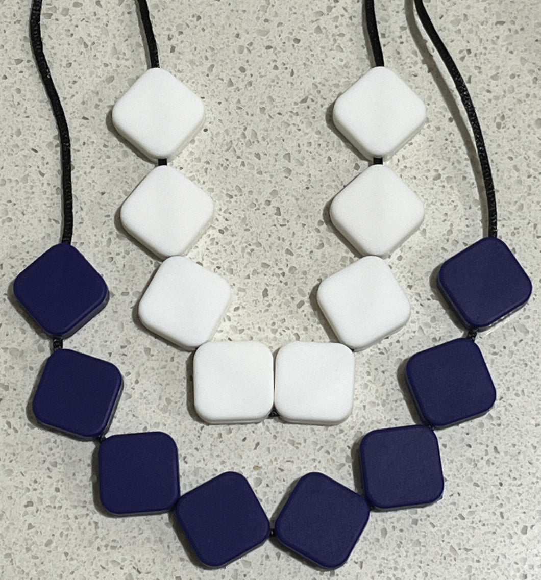 Silicone Square Beads Chew Necklace