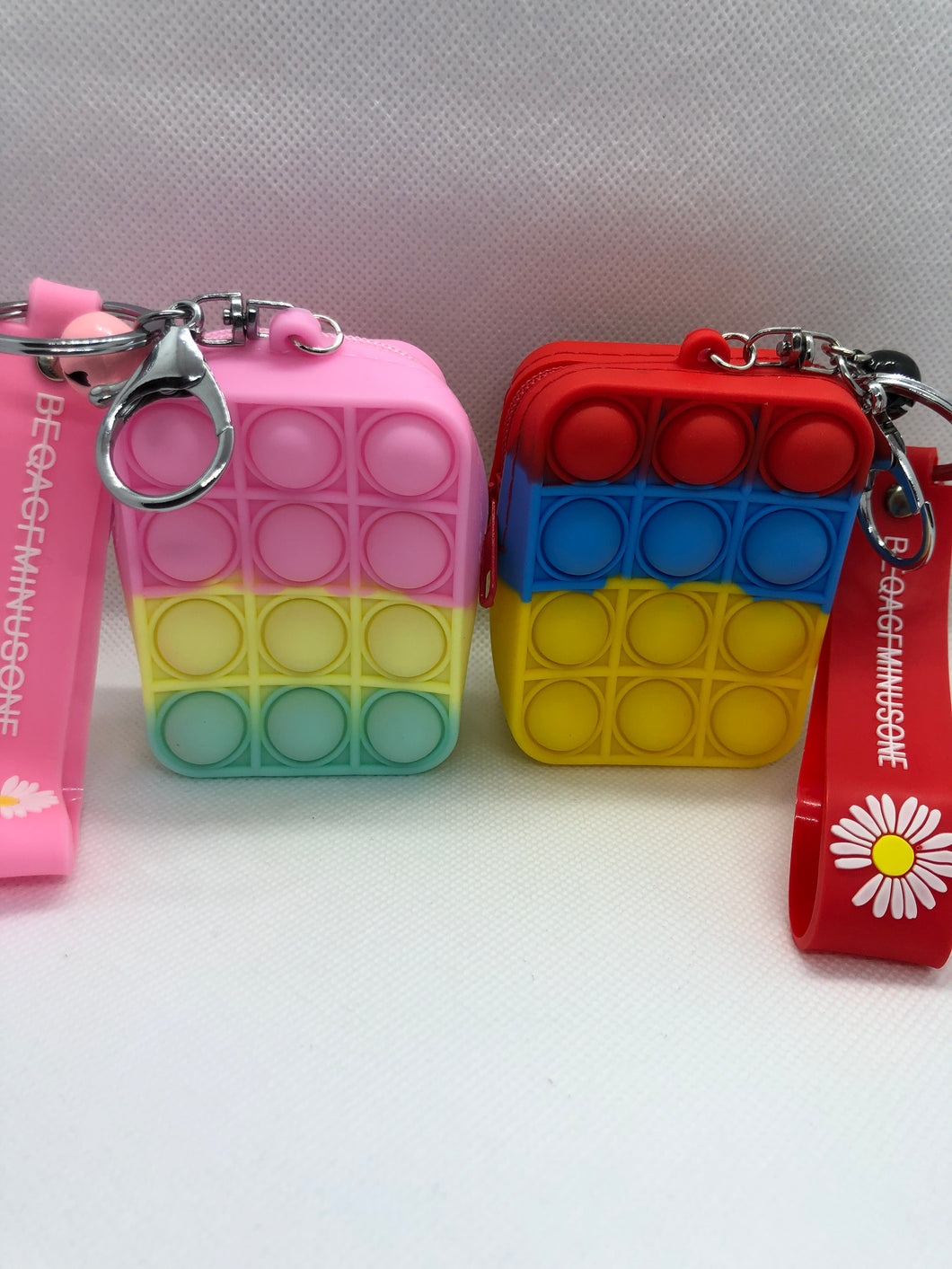 Silicone Pop Coin Purse Keyring - Rainbow