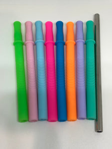 Metal/Silicone Adjustable Straw Set